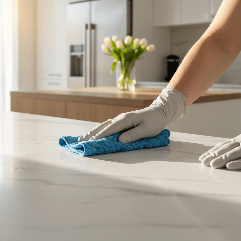 Cleaning a marble surface